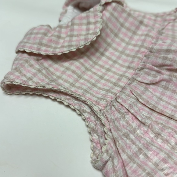 Jacadi Paris Peter Pan collar plaid romper with rosette size 18 months - Picture 9 of 10